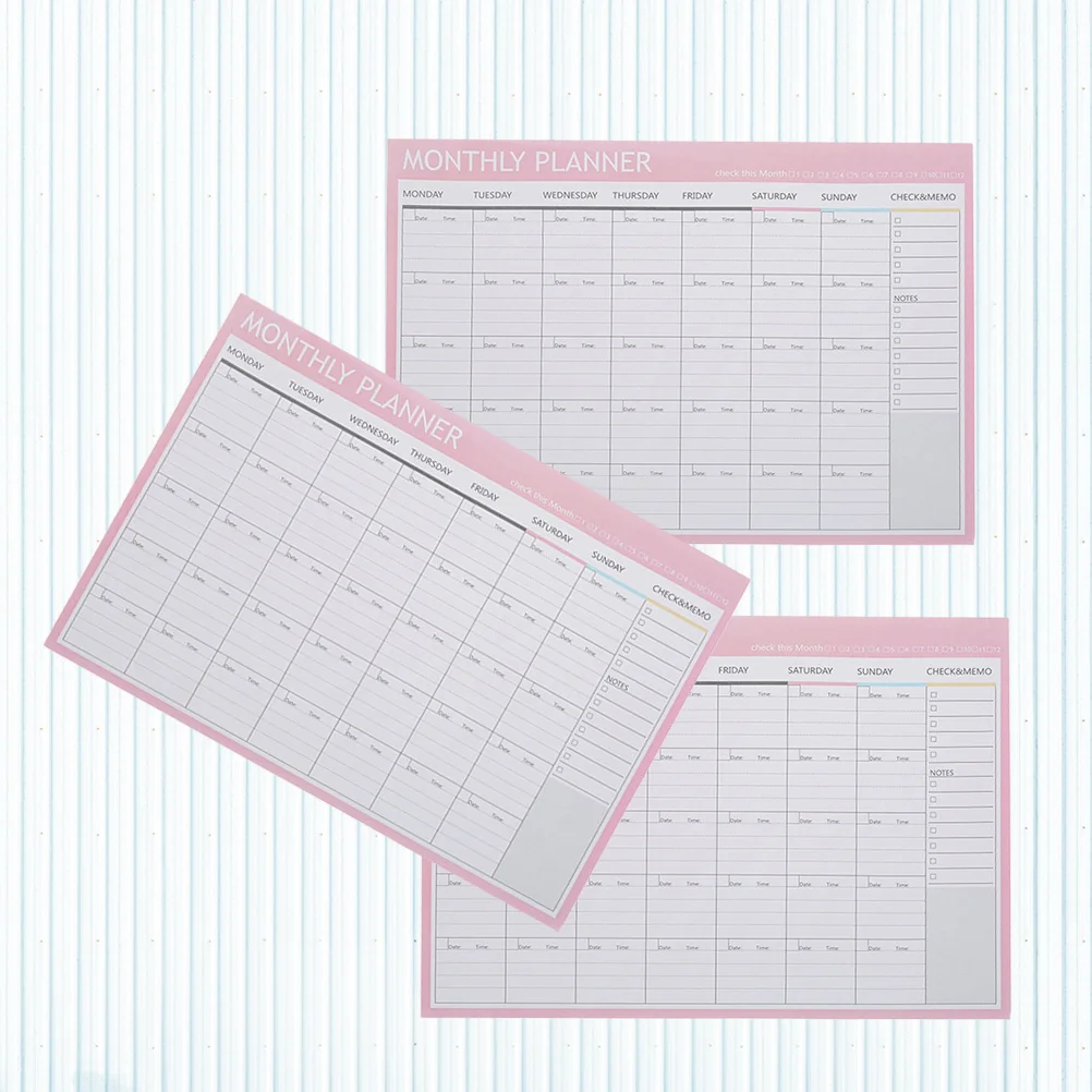 

3pcs Monthly Planner Notepad Paper Pad For School Office Supplies Memo Note Reminder Organizer Schedule Bookmark Printing