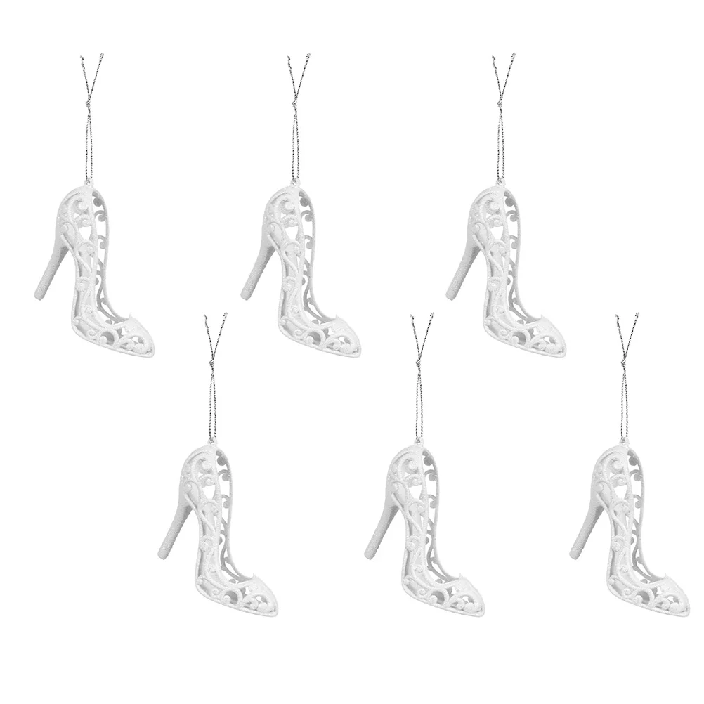 

6 Pcs Holiday Tree Topper Christmas High Heels Xmas High-heeled Shoes Pendant Hanging White