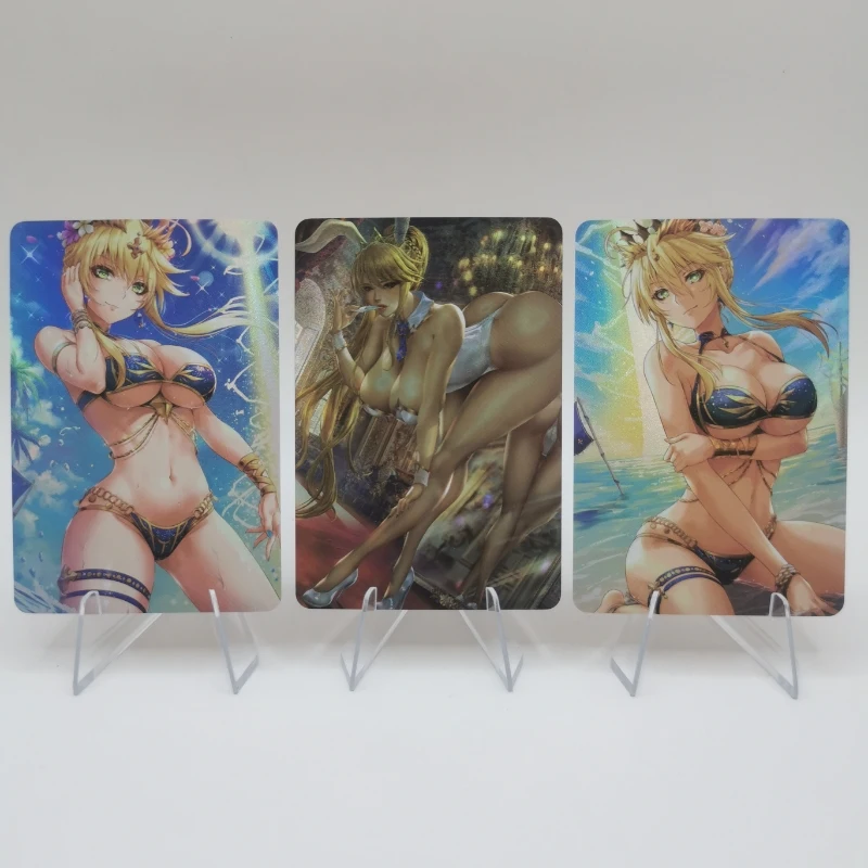 Em estoque 10 pçs/set sexy menina cartão destino/grande ordem altria pendragon lancer alter lírio régua coelho menina jogo coleção cartões brinquedo