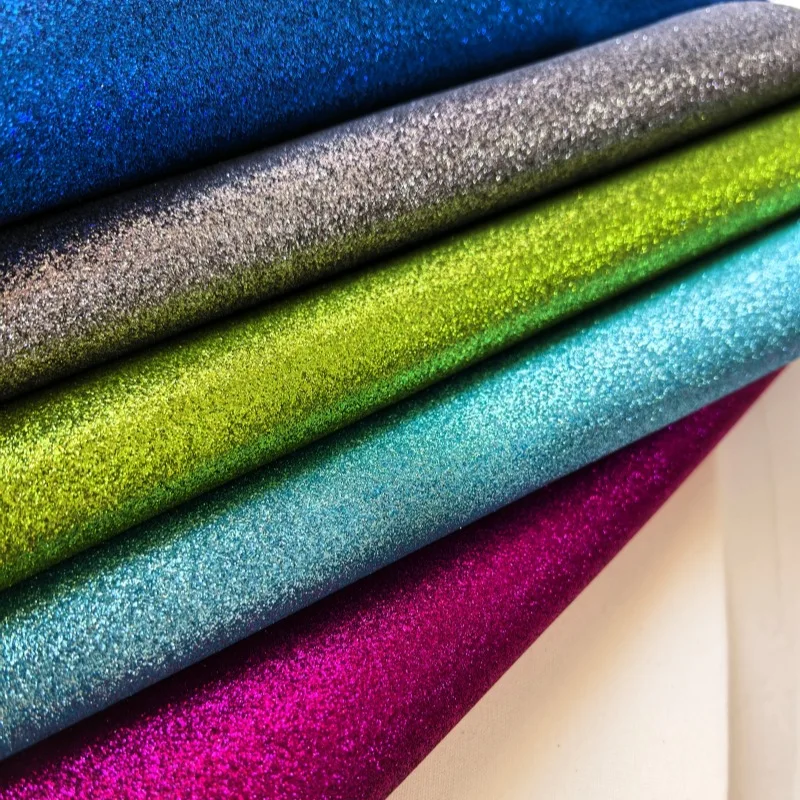 Fine Glitter Fabric Roll Shimmer Sparkle Faux Leather Handmade Craft Material Bag Shoes Decor DIY Sewing Making Sheets view 6