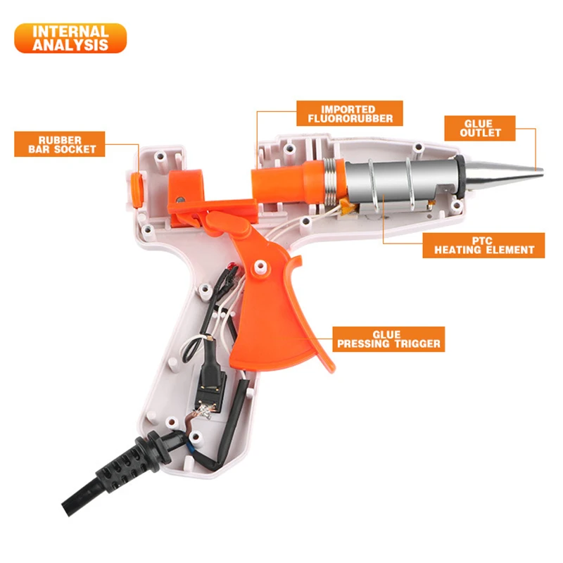Imagem -05 - Pistola de Cola Elétrica Quente com Cola Transparente Pistola de Silicone Quente sem Fio Ferramenta Elétrica Ferramenta de Reparo Home Gift 7x100 mm 90w