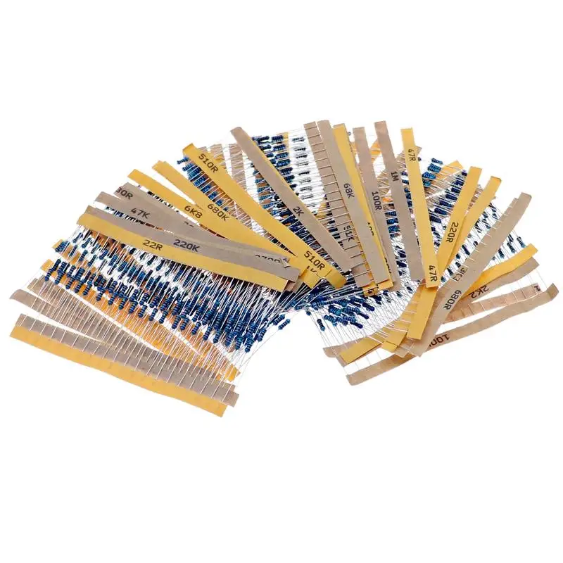 600 pièces/ensemble 30 types 1/4W résistance 1% paquet de résistances à Film métallique Kit assorti 1K 10K 100K 220ohm 1M résistances