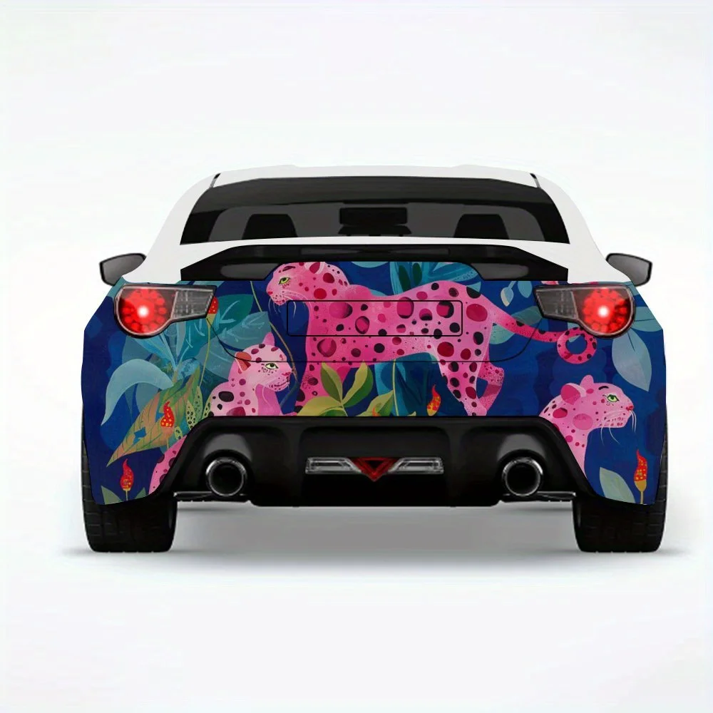 

Автомобильная наклейка Pink Panthers & Plants, виниловая наклейка на заднюю часть автомобиля, водонепроницаемые самоклеящиеся виниловые наклейки для хвоста и бампера автомобиля, D