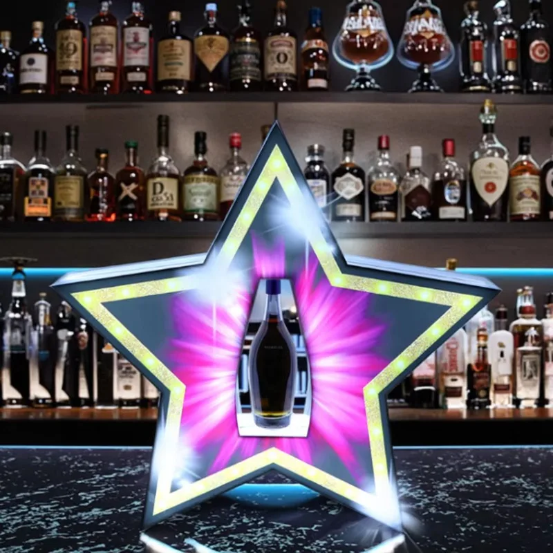 Premium Custom LED Liquor Display StandNightclub Star Bottle Presenter LED Illuminated Colorful Star Champagne Bottle Presenter