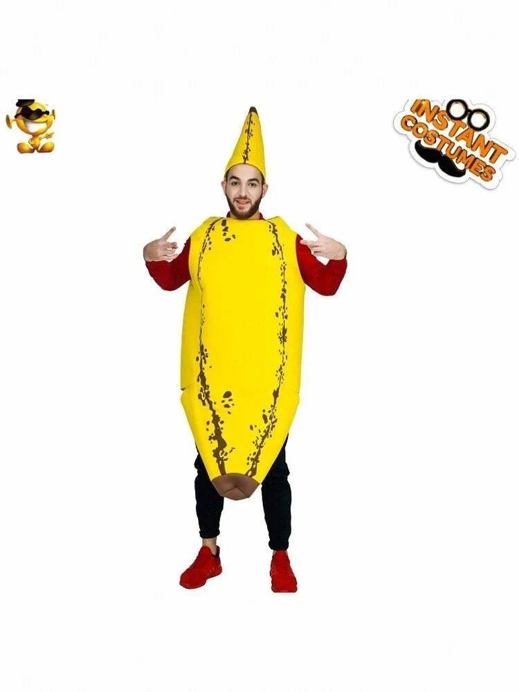Funny Banana Cosplay Costume Parent-Child Performance Carnival Fruit Themed Par Outfit Polyester Material Stage Costume