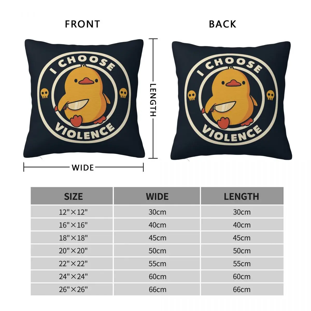 I Choose Violence Duck By Tobe Fonseca Square Pillowcase Pillow Cover Cushion Zip Decorative Comfort Throw Pillow for Home Car