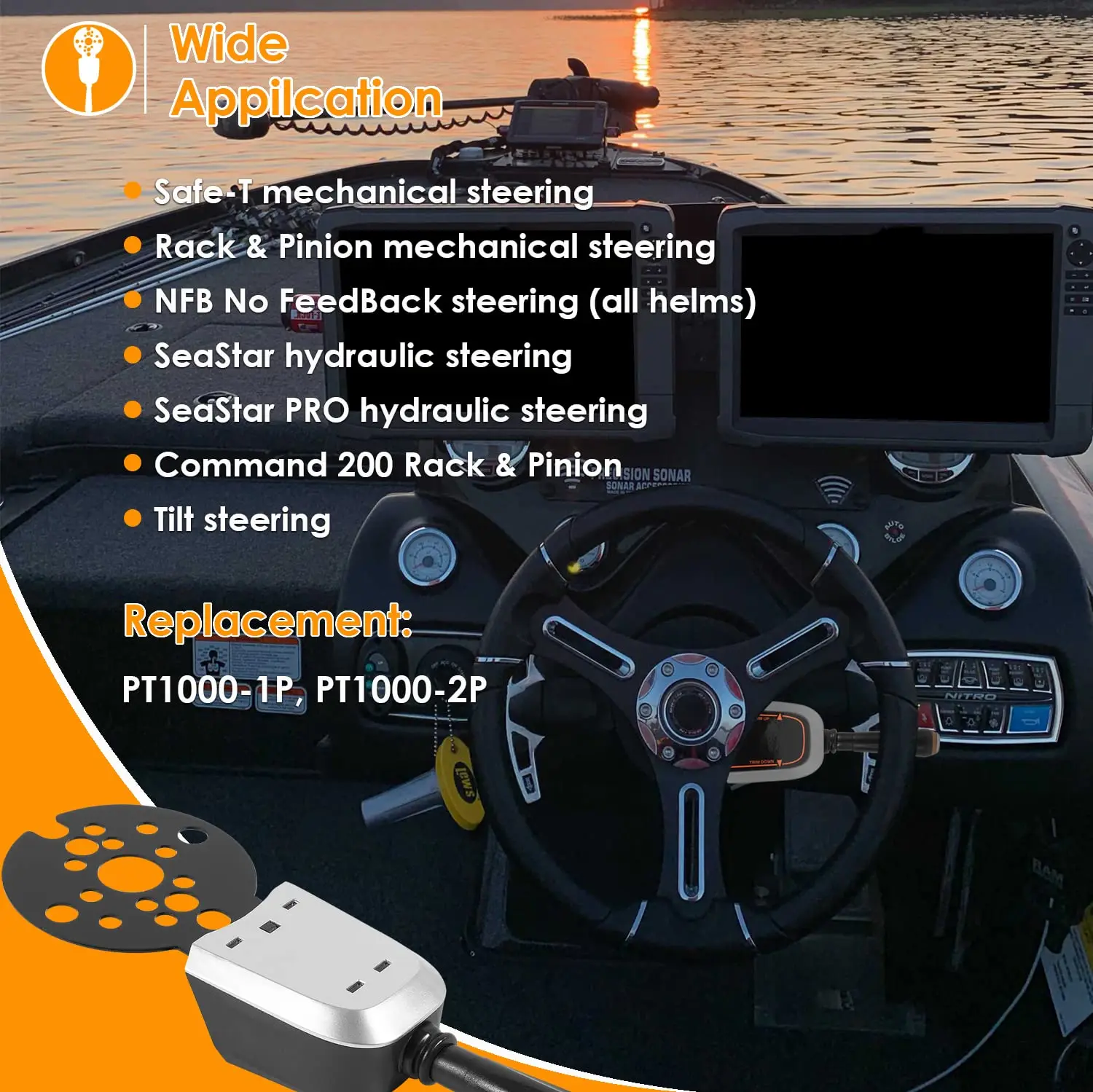 Bezel Control Switch, Blinker Trim Control System Single Function - Engine Trim/Jack Plate Fit for Seastar Hydraulic PT1000-1-2P