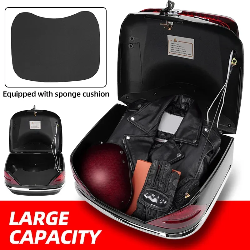 26L Motorcycle Rear Top Box Scooter Tail Trunk Luggage Large Capacity Lockable Carrier Case Universal For Honda Yamaha Kawasaki