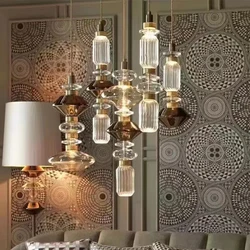 Nordic designer exhibition hall personalized stained glass chandelier living room bedroom bedside hall decorative light