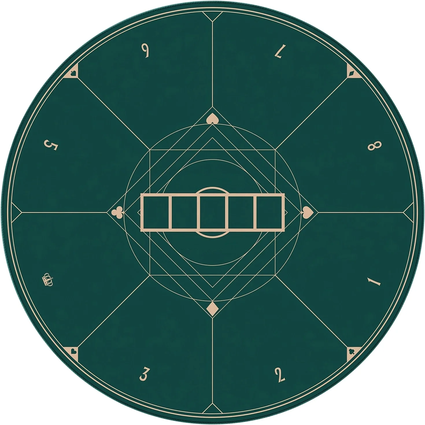 Round Portable Poker Table Area Rug, Traveling Card Game Floor Mat, Unique Poker Theme Decor Including Easy Carry Handle