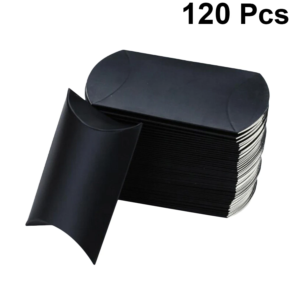 

120 Pcs Gifts Kraft Paper Box Party Favor Candy Bag Carton Krafts Black Container