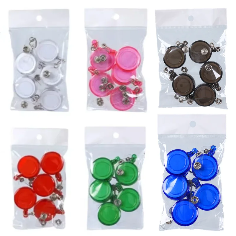 10pcs/set Transparent Plastic Badge Reels for Nurse Staff Working Permit Case Clips Retractable Easy Pull Badge Reel Keychain