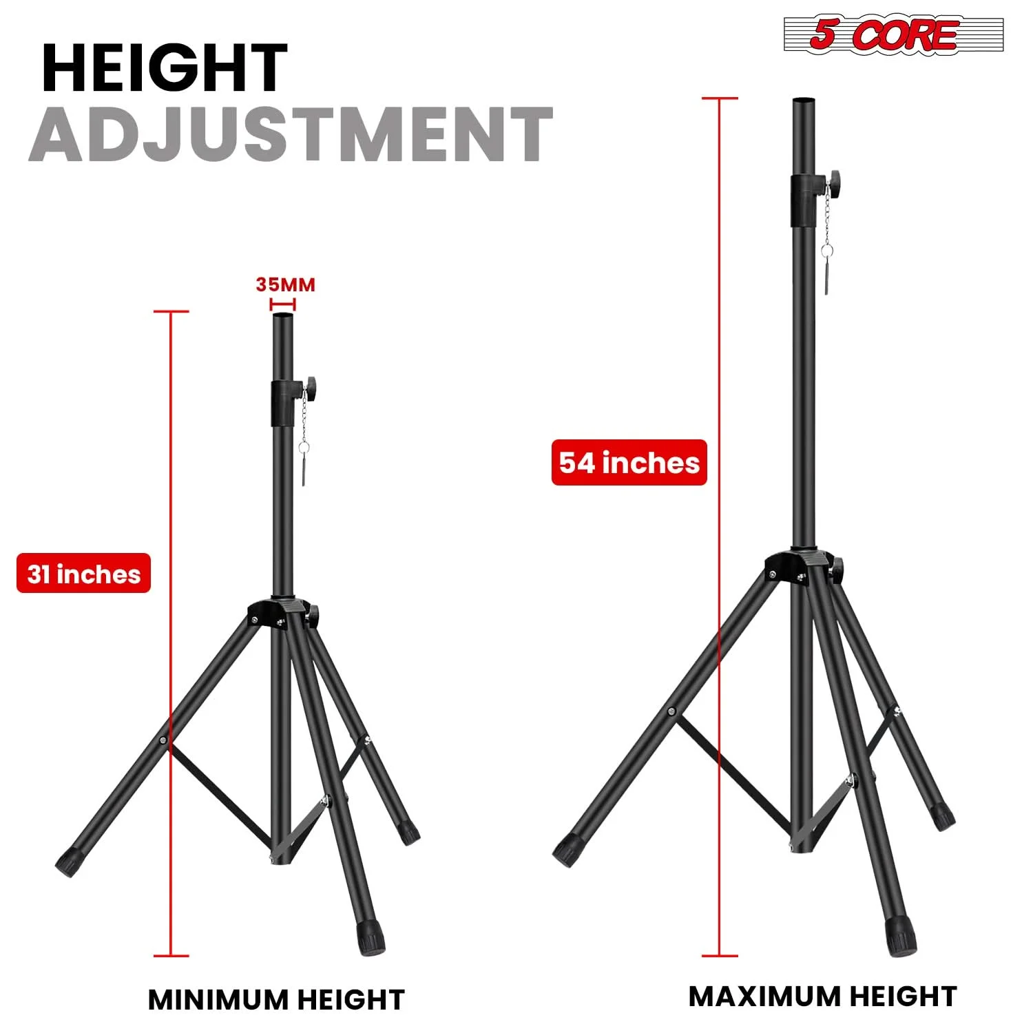 5 Core Speaker Stand Adjustable 31 to 54