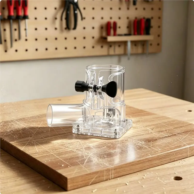 PORK-Router Dust Collection Base Versatile Compatibility Transparent Trimmer Base Wear-Resistant Wood Router Dust Cover