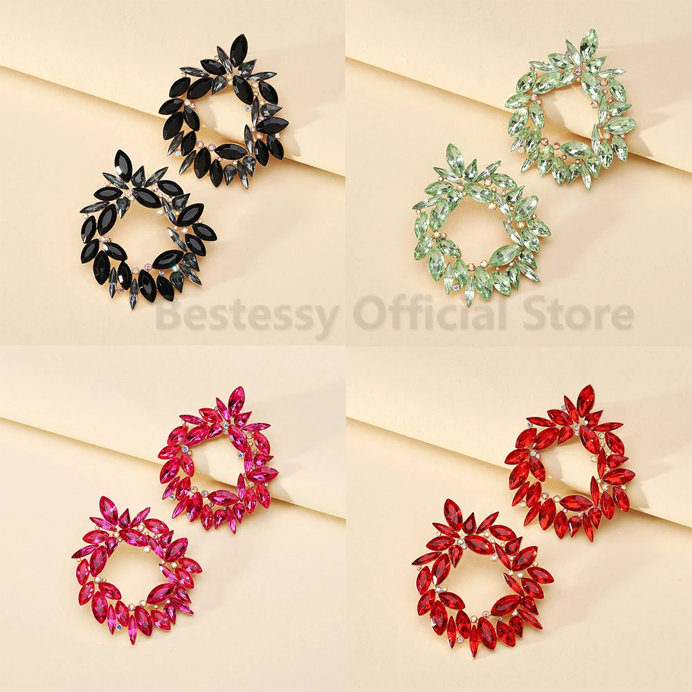 أقراط مرصعة بالكريستال بالكامل هندسية ملونة للنساء ، مجوهرات بوهيمية ، فاخرة ، تصميم أنيق ، هدية عيد الميلاد ، موضة الفتيات #3