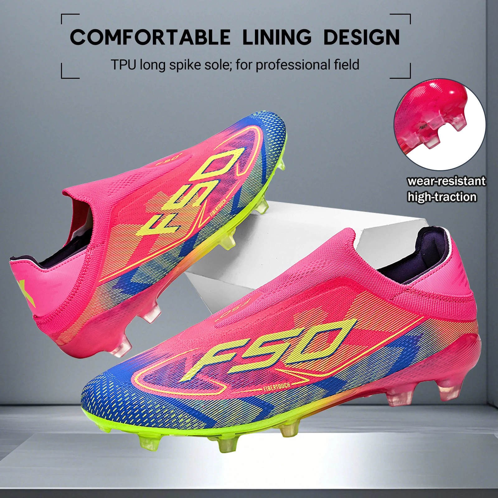 

Student Youth AG FG Football Boots PU Fabric Comfort Upper TPU Non-slip Long Studs Sole High Cost Performance Sneakers