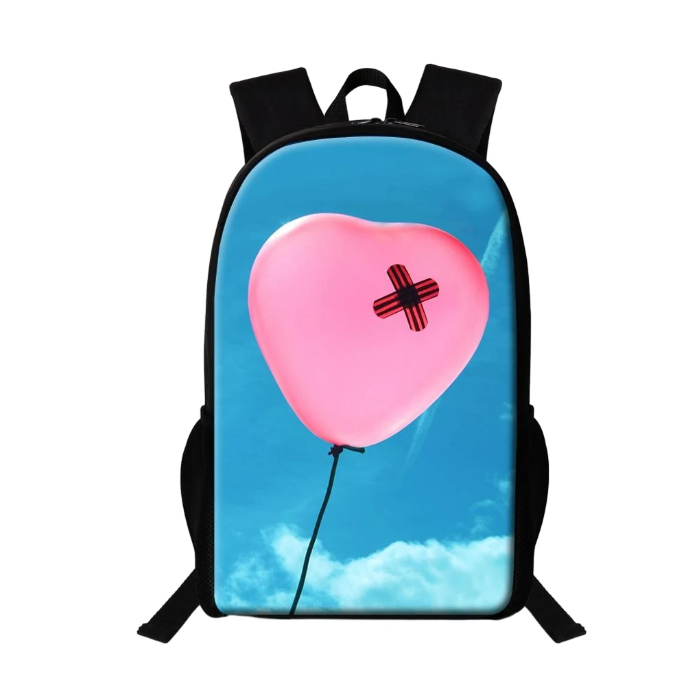 Love Heart Backpack for Men Women Balloon Blue Sky Print College Student Children School Bags Teens Book Bag Casual Travel Bags