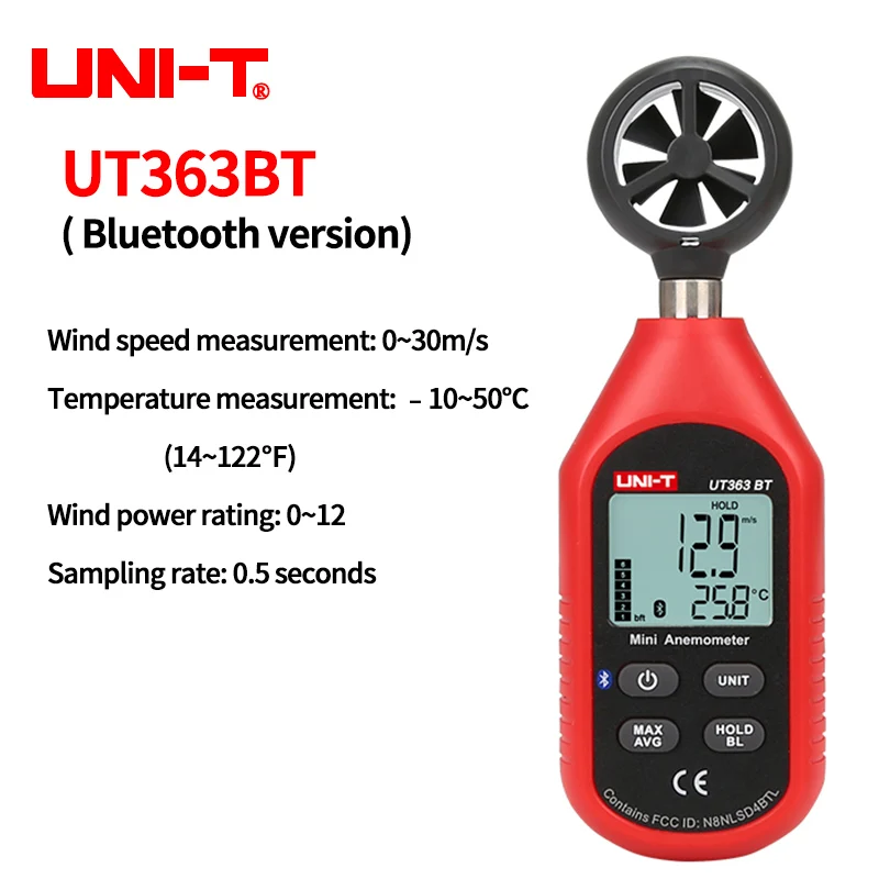 Imagem -04 - Mini Anemômetro Digital Medição de Velocidade do Vento Testador de Temperatura Display Lcd Velocidade do Fluxo de ar Nível do Vento Portátil Ut363 Uni-t-ut363