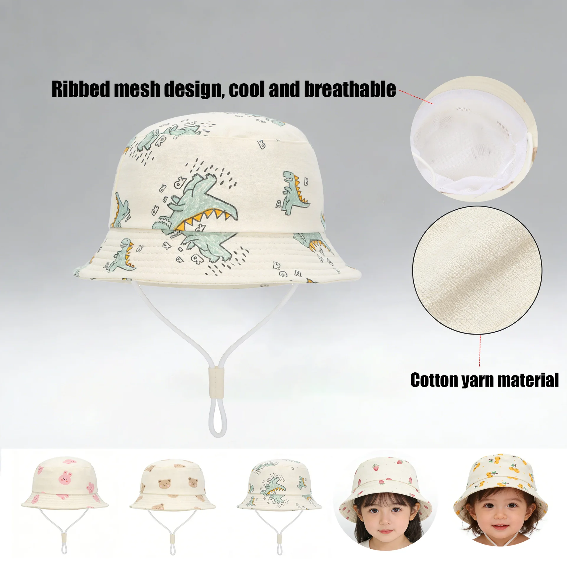 

Baby Spring and Autumn Fisherman Cap - Cotton Outdoor Sunshade Cap for Infants, Multi-purpose, White Style, Flat Top Headgear