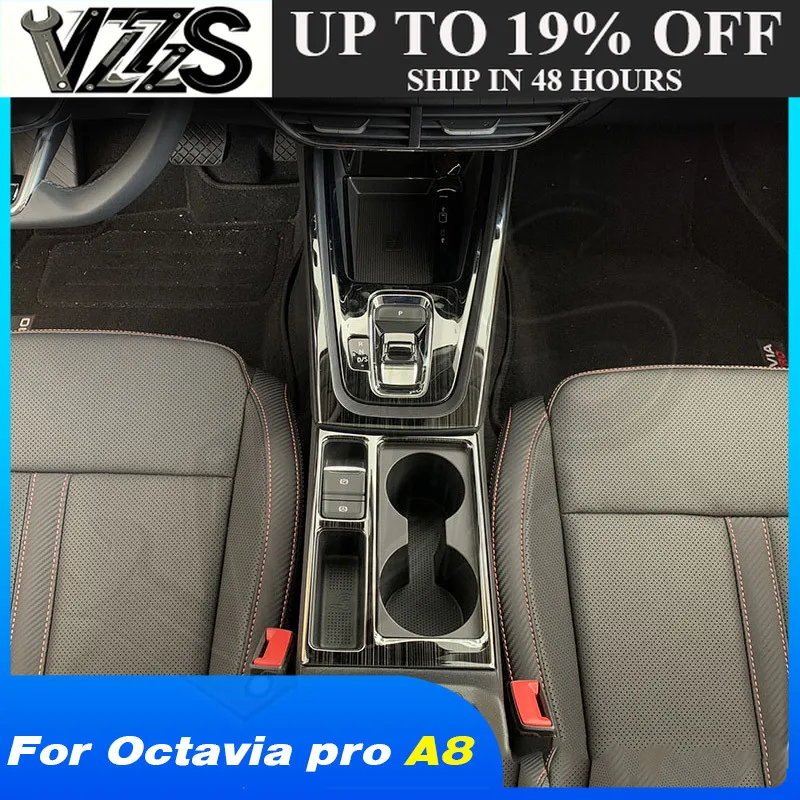 Car Central Control Trim Interior Styling Center Console Cup Holder Storage Box Cover Accessories For Skoda Octavia Pro A8