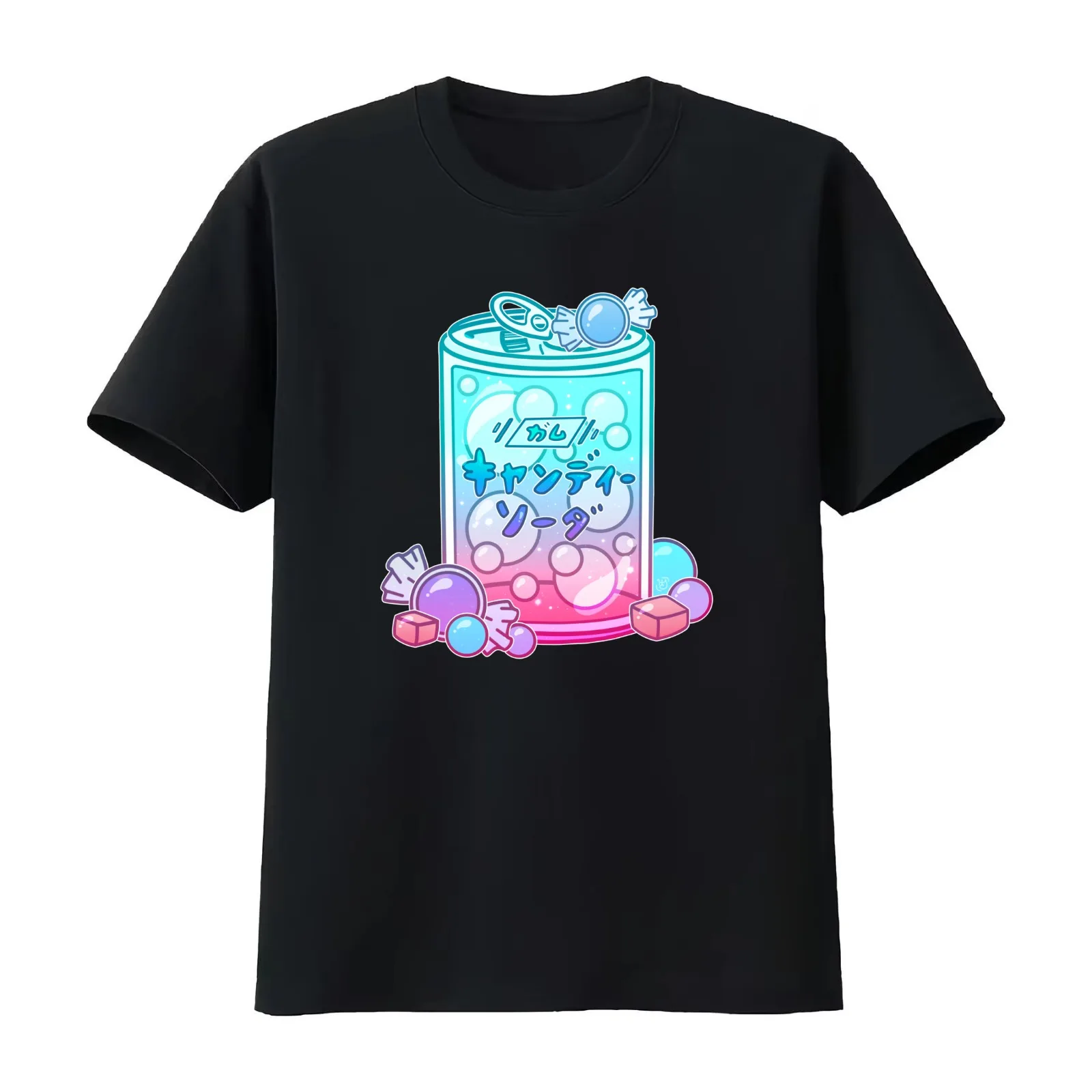 Bubblegum Soda T-Shirt Summer Casual Cotton Tee Oversized Streetwear Tops Vintage Graphic Print Loose Fit Short Sleeve