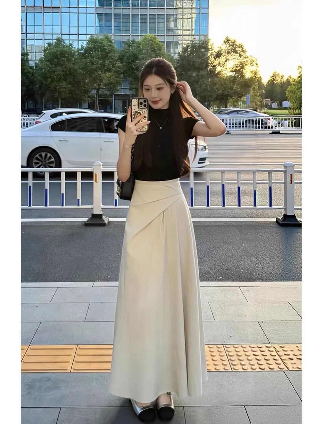 

Korean Style Summer 2026 Elegant Girl Skirt Unique Beautiful High Waist Polyester Fiber Short Sleeve Skirt