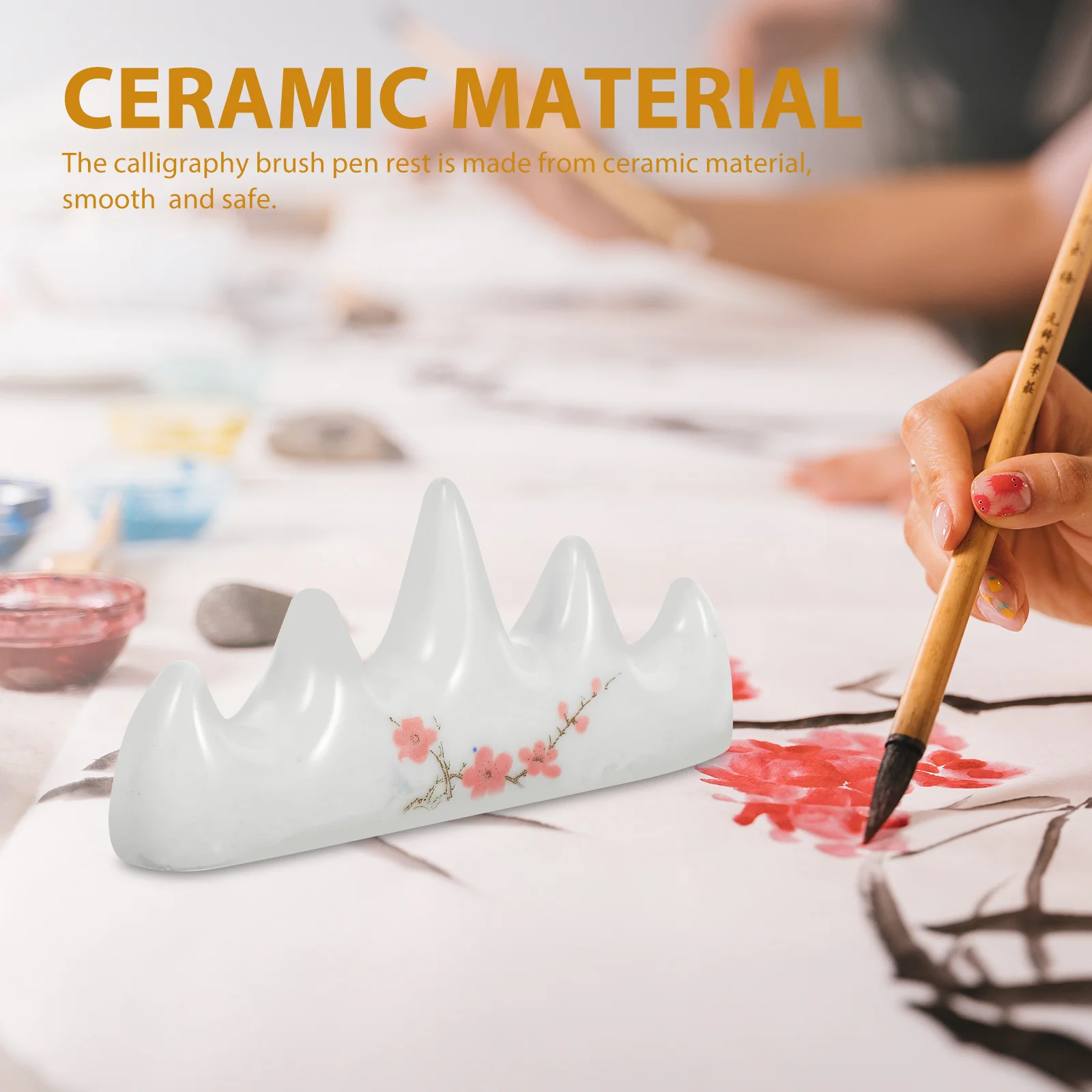 

2Pcs Five Finger Plum Rest Ceramic Calligraphy Pen Holder Exquisite Craftsmanship Anti-Slip Design for Sumi