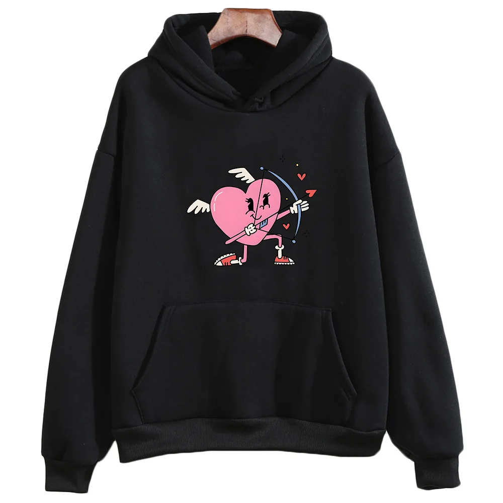 Self Love Heart with Bow Graphic Hoodie Female Lovely Hooded Clothing Autumn Winter Men/women Fleece Sweatshirts Causal Pullover