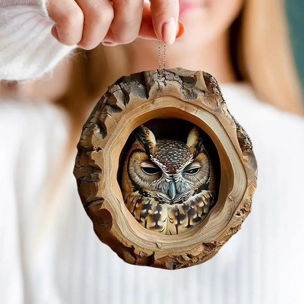 Новогодний-подвесной-декор-праздничное-украшение-для-дома-подвески-в-виде-совы-и-енота-акриловые-подвески-для-елки