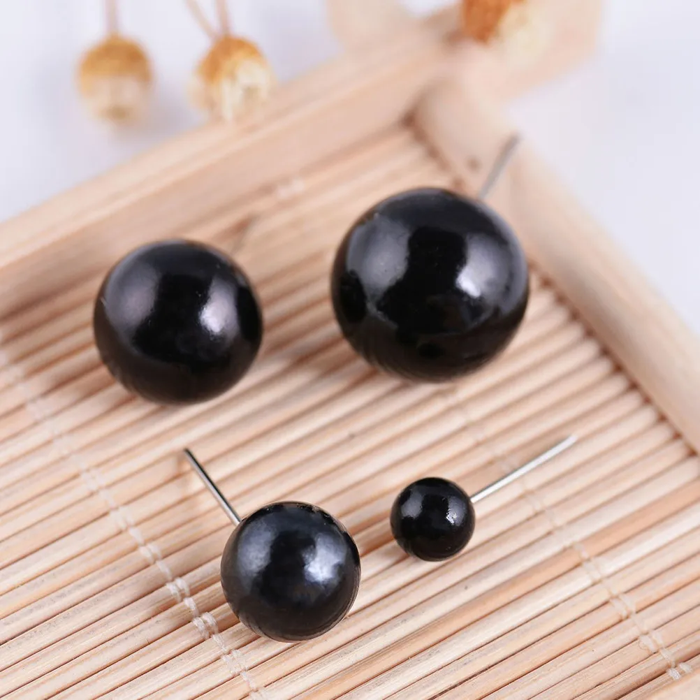 300Pcs Black Bean Eyes Premium Plastic Iron Needle Style DIY Colored Animal Eyes Safety Replacement for Handmade Crafts Cartoon