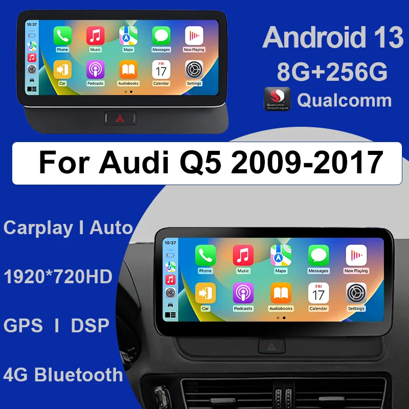 Android13 12.5inch Carplay AUTO For AUDI Q5 2009-2016 Factory Price 8G+256G Car Video Players GPS Navigation Qualcomm Radio WIFI