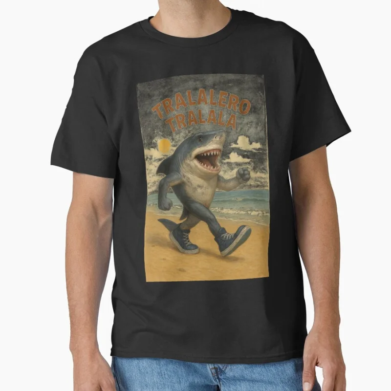 

Retro Tralalero Tralala brain rot italian brainrot Funny Shark humor gift T shirt for men Large size Tops S-6XL mens clothing