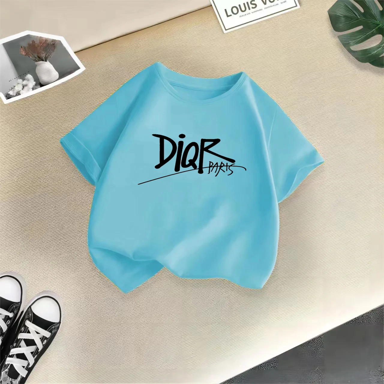 Handsome Boys Letter Printing Series Cotton Cartoon Clothing Girl Baby T-shirt Boys and Girls Casual Cotton Round Neck Top T-shi