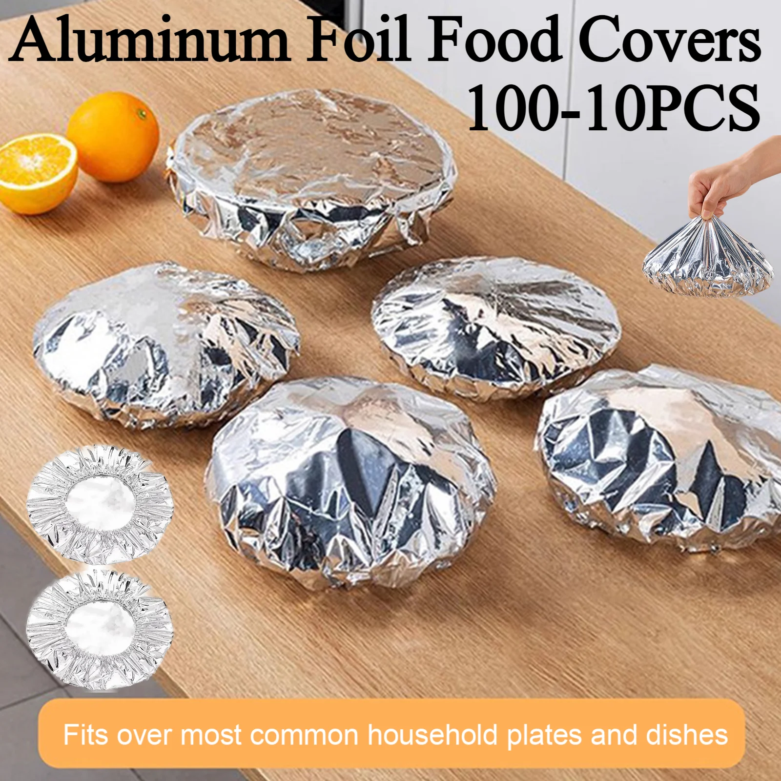Reusable Aluminum Foil Food Covers Tin Foil Food Insulation Cover Elastic Bowl Covers for Refrigerator Storage Meal Preparation