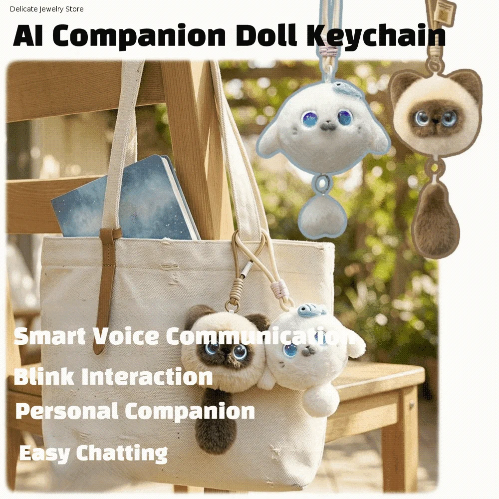 AI Continuous Dialogue AI Cat Plush Winking Interaction Personal Companion AI Cat Spirit Pendant