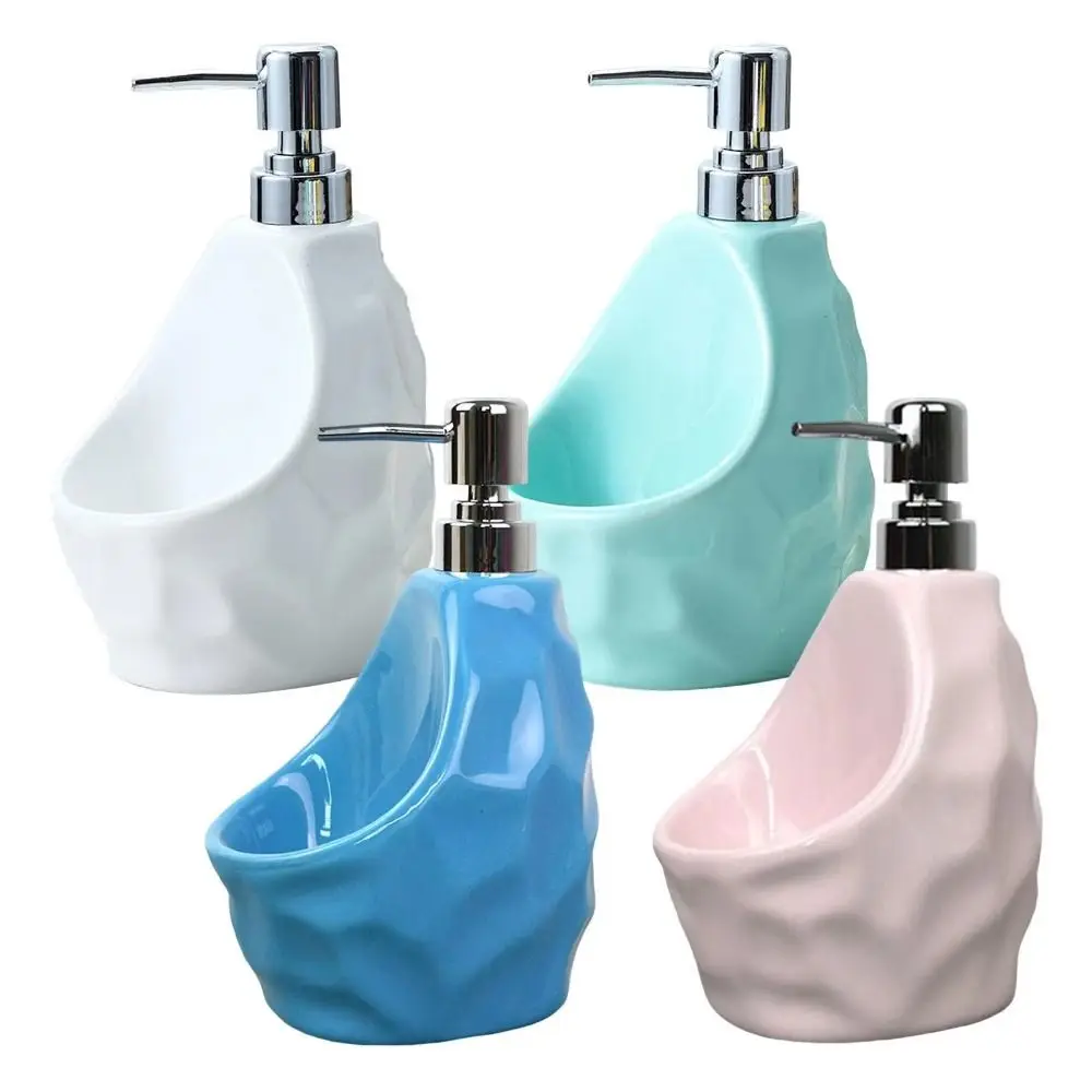 Ceramic Liquid Soap Dispenser 2 in1 Modern Hand Pump Bottle Durable with Grooves Refillable Lotion Bottles Bathroom Accessories