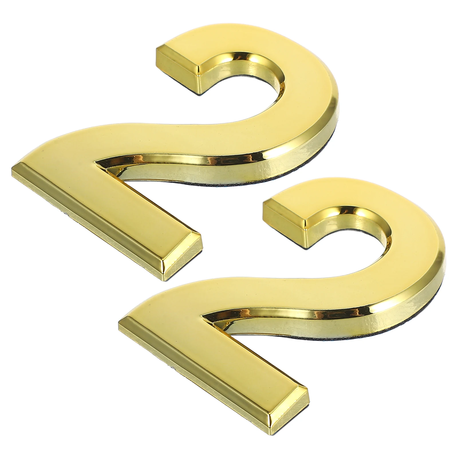 

2pcs 3D Door Number Adhesive Address Plaques Golden Elegant Design House Signs Fade Resistant Self Backing Numbers Modern Decor