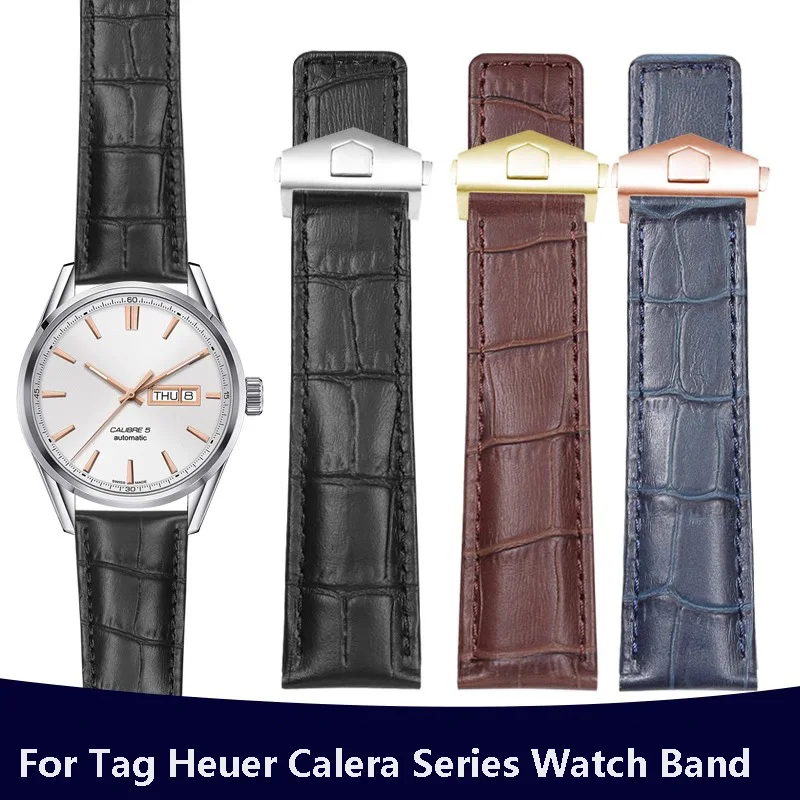 

High Quality Genuine Leather Watch Strap Bracelet For Tag Heuer Calera Diving F1 Series Watch Band Men 19mm 20mm 22mm