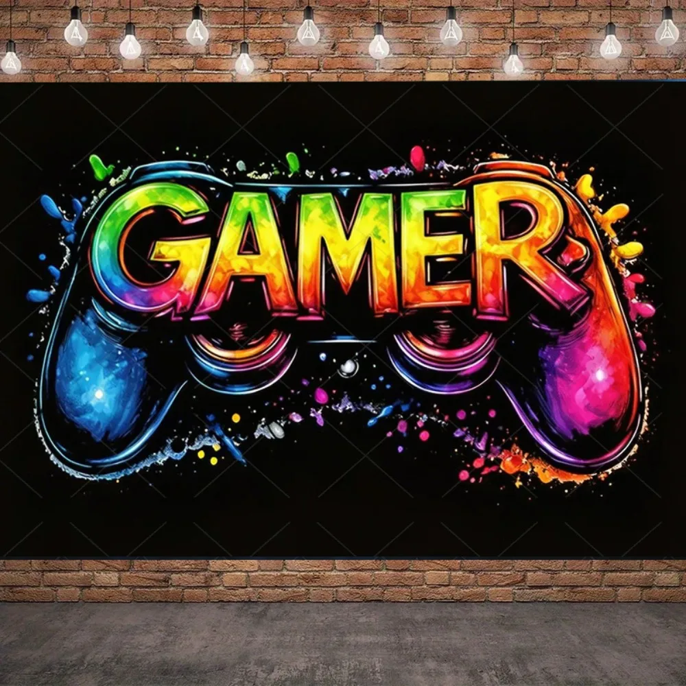 Game Player Game Theme Banner Background Cloth, Adult and Children's Birthday Party Decoration Photography Studio Backdrop Props