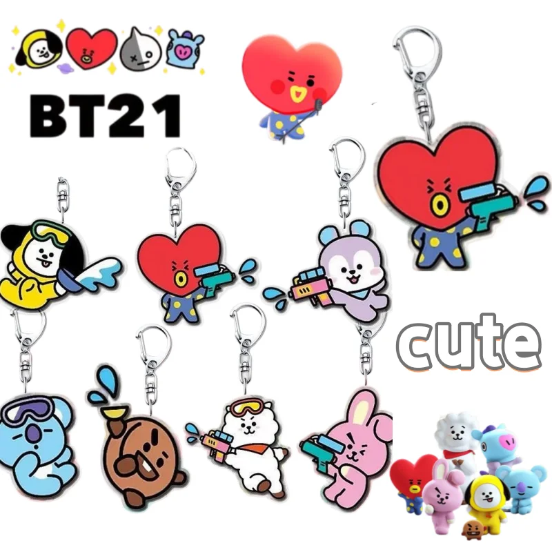 

New creative BT21 keychain, cartoon , high appearance value, stylish, personalized portable pendant, student backpack accessory