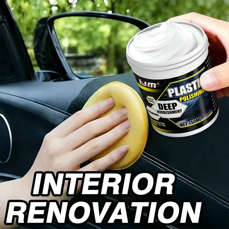 

150ml Car Plastic & Leather Restorer Polishing Paste For Dashboard Tires Interior Renovation With Sponge