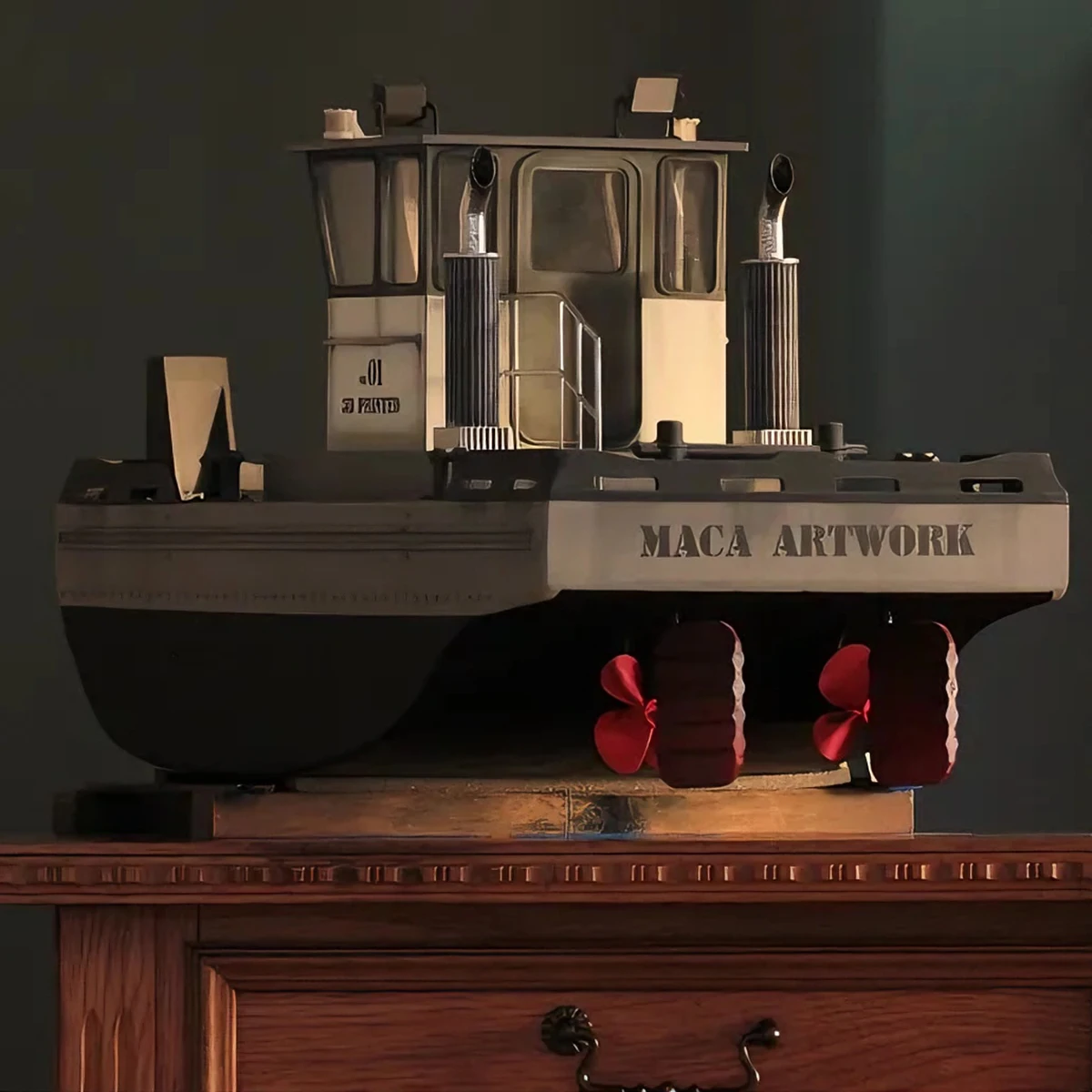 RC Ships 50cm Features A Dual-motor Flat-top Design Remote Control Boat 3D-printed Detail Parts RC Schiffe Model Kit Ship Toy