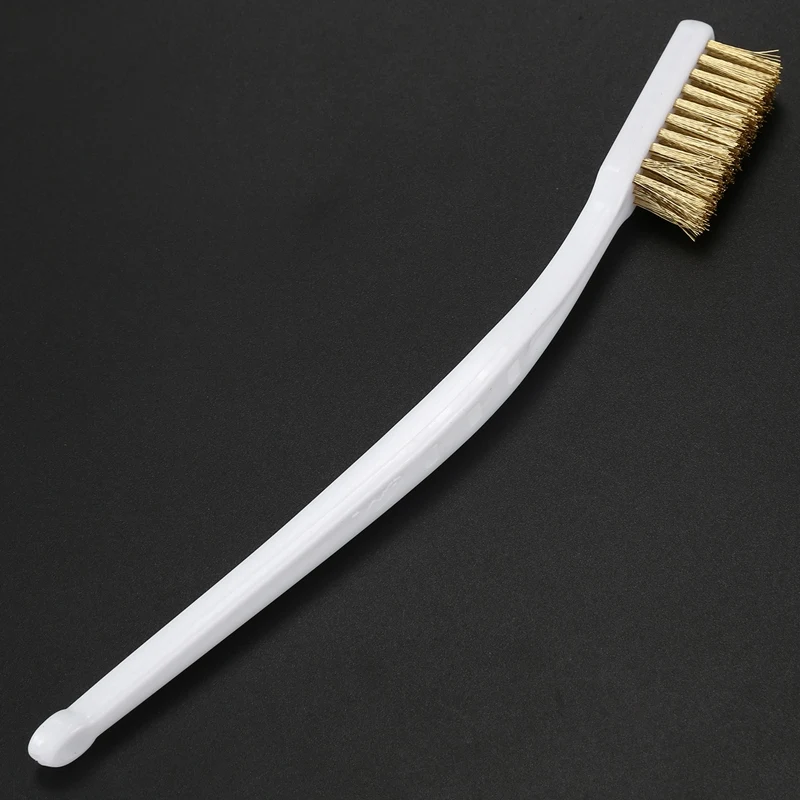10 Pcs 6.9 "di Lunghezza di Plastica Bianco Maniglia Setola Spazzola di ottone metallo