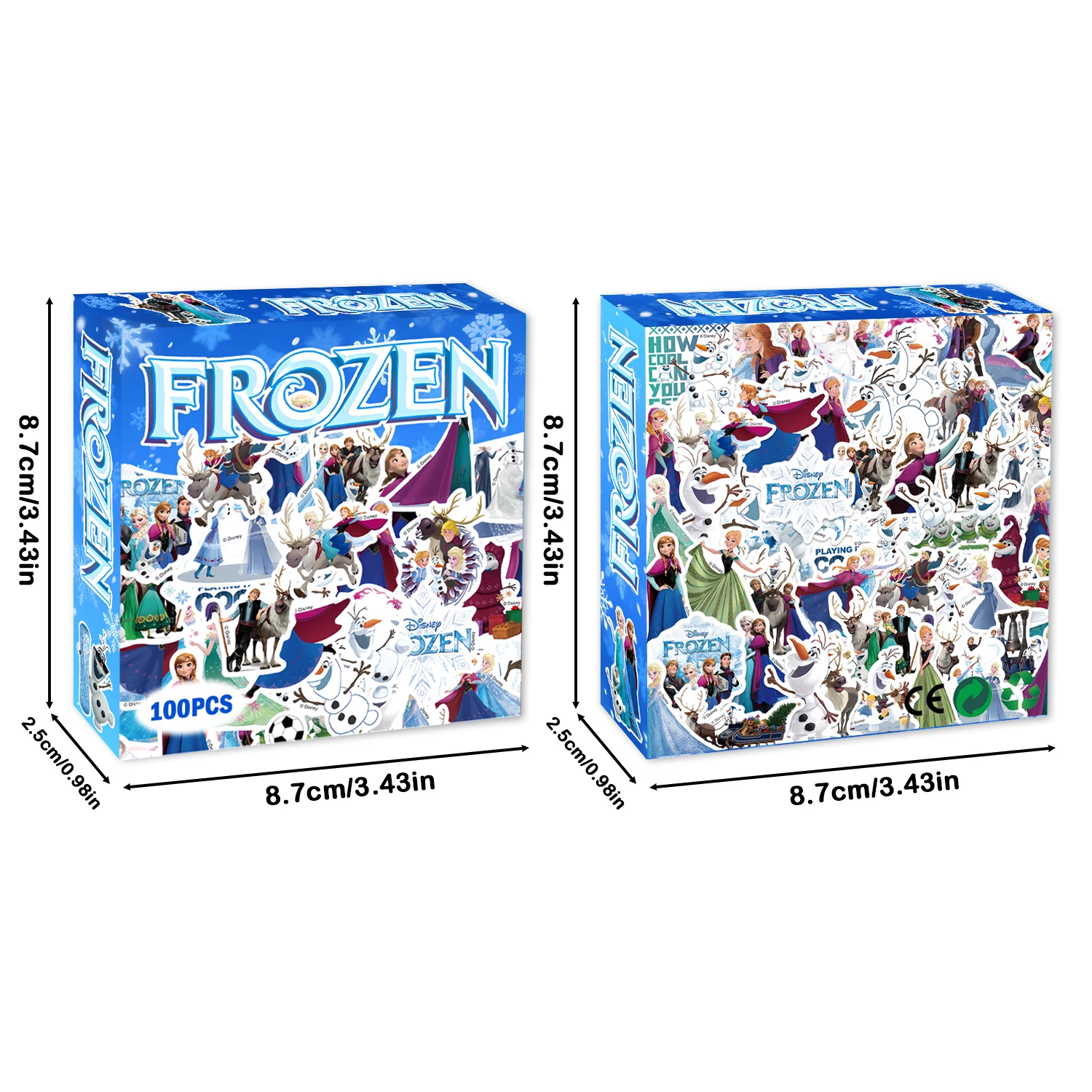 100 قطعة، ملصقات إلسا برينسيس المعبأة، ملصقات ذاتية اللصق غير متكررة لندفة الثلج آنا، ملصقات مقاومة للماء لأجهزة الكمبيوتر المحمولة، #2