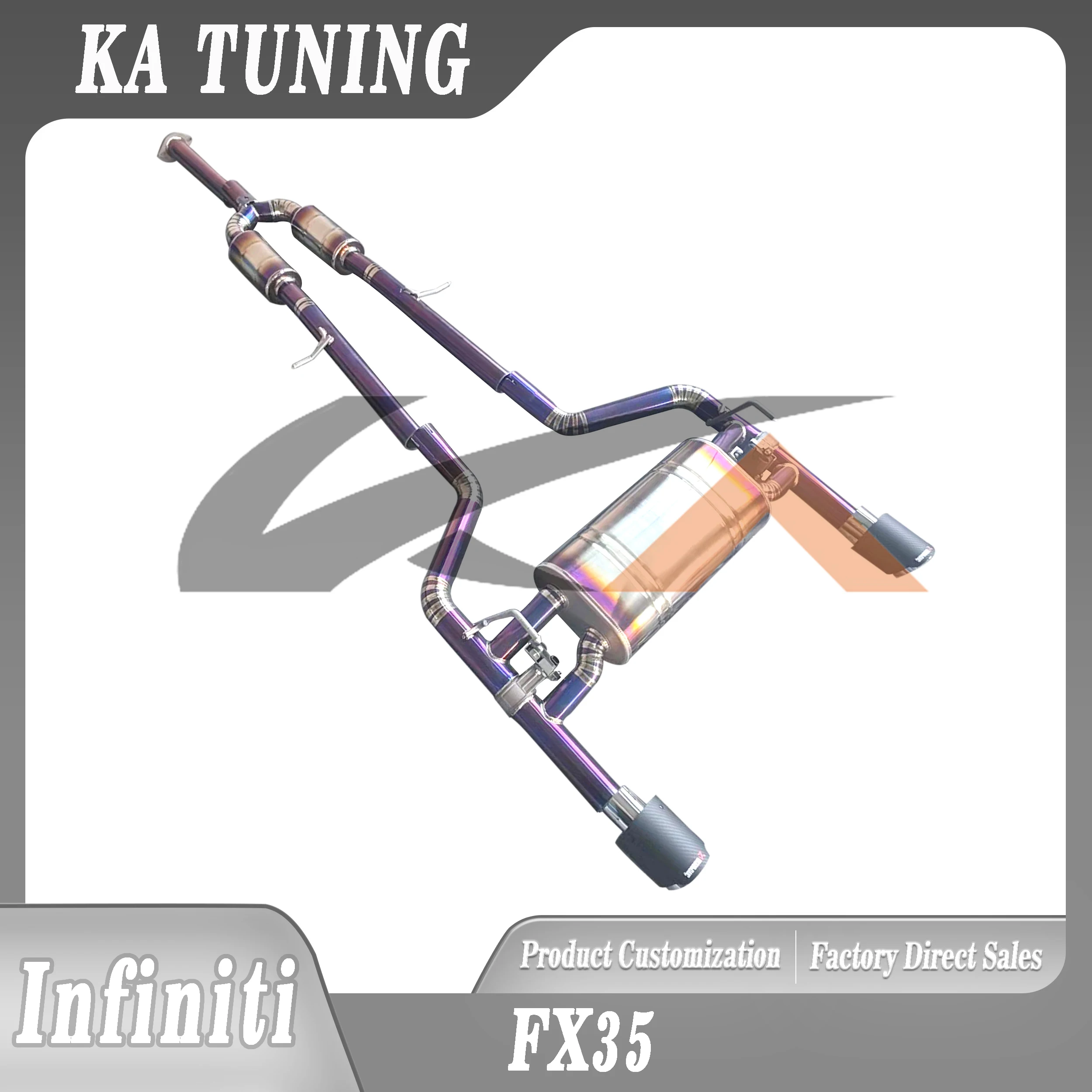 KA Tuning exhaust system titanium alloy catback for Infiniti FX35 3.5 rear section performance parts muffler with valve
