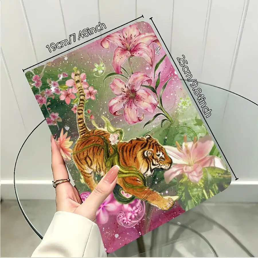 Pink Lily Tiger With Pencil Holder Case for Xiaomi Pad 6s Pro 7 Ultra Redmi Pad SE K Pad 8.8 9.7 12.4 Inch Pad 5 6 7 8 Pro