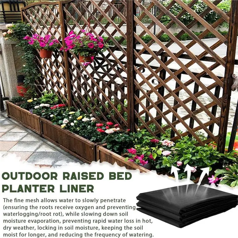 【EFFICIENT 】Keeps Soil Contained And Water Drained 2Pcs 63 X 83 Inch Non-Woven Fabric Raised Garden Bed Liner For Veg Trough