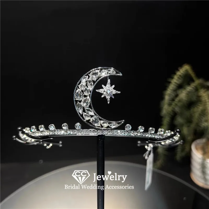 CC Bridal Crown Women Hair Accessories Wedding Headpiece Engagement Jewelry Elegant Crowns Shining Zirconia Coronets Gift AN488