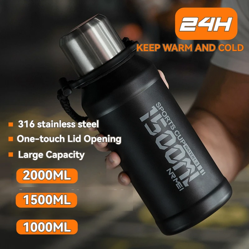 

2L Thermos Bottle Insulated Water Bottle Vacuum Flasks Stainless Steel Thermal Bottle Cold coffee hot Tea Cup drinkware Gym mug