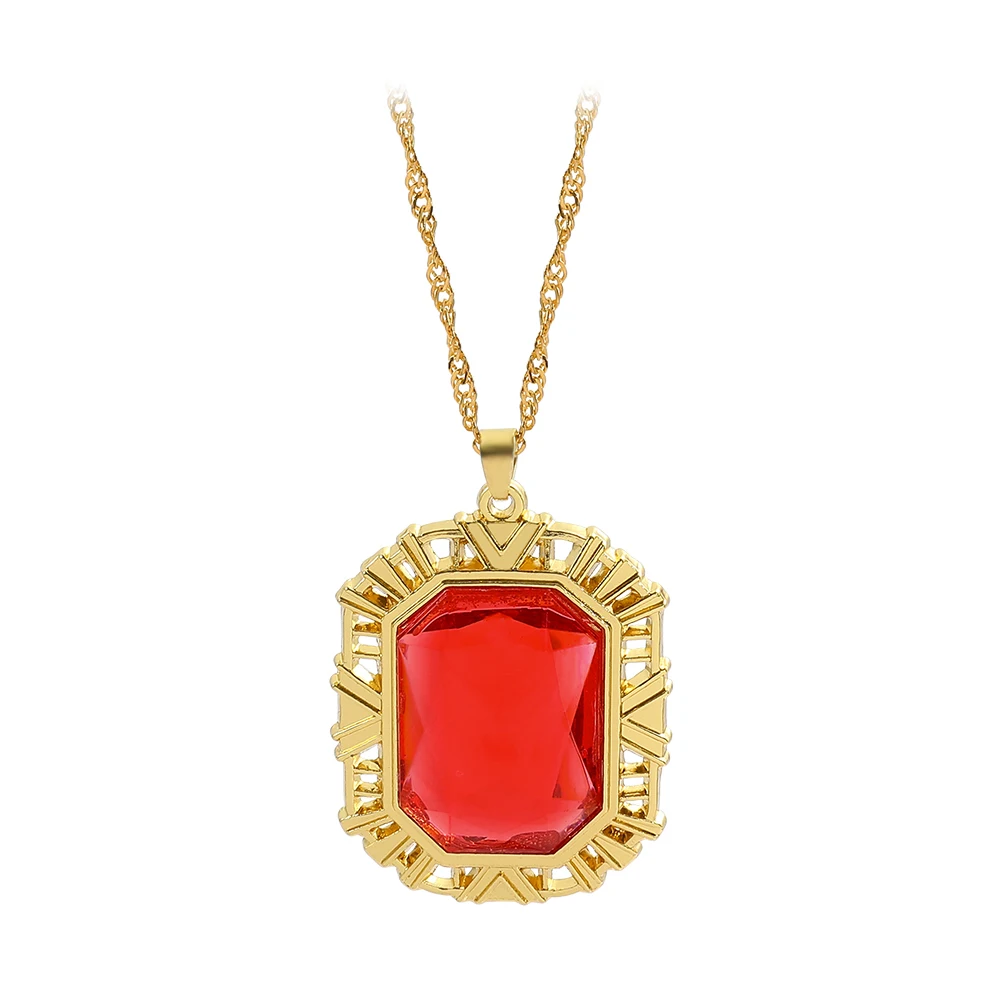 Sandman Ruby Necklace Cosplay King of Dreams Morpheus Red Plastic Pendant Vintage Jewelry Costume Accessories Prop Fans Gift